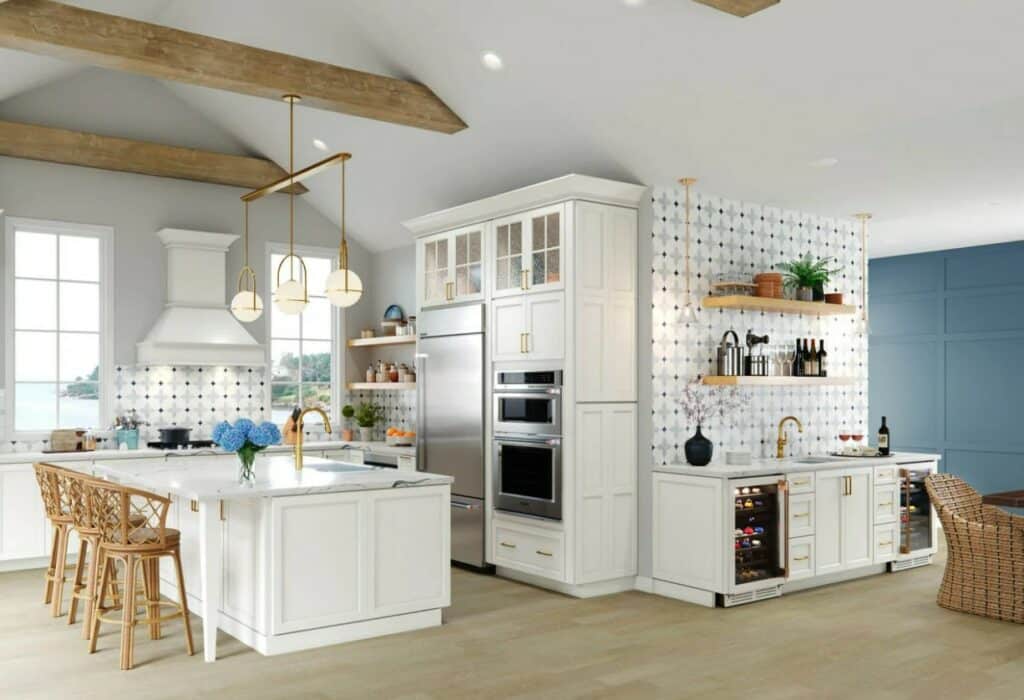 Waypoint 470 series kitchen cabinets in painted linen finish