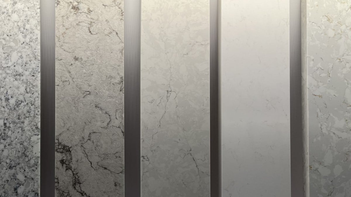 Thompson Price kitchen counters showing quartz countertop selections from our design center