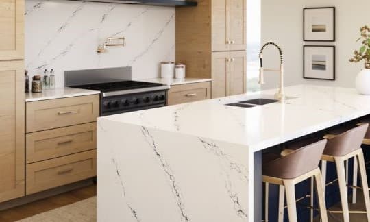 Thompson Price kitchen remodeling in St Louis showing kitchen countertops in Cambria Cobalt color