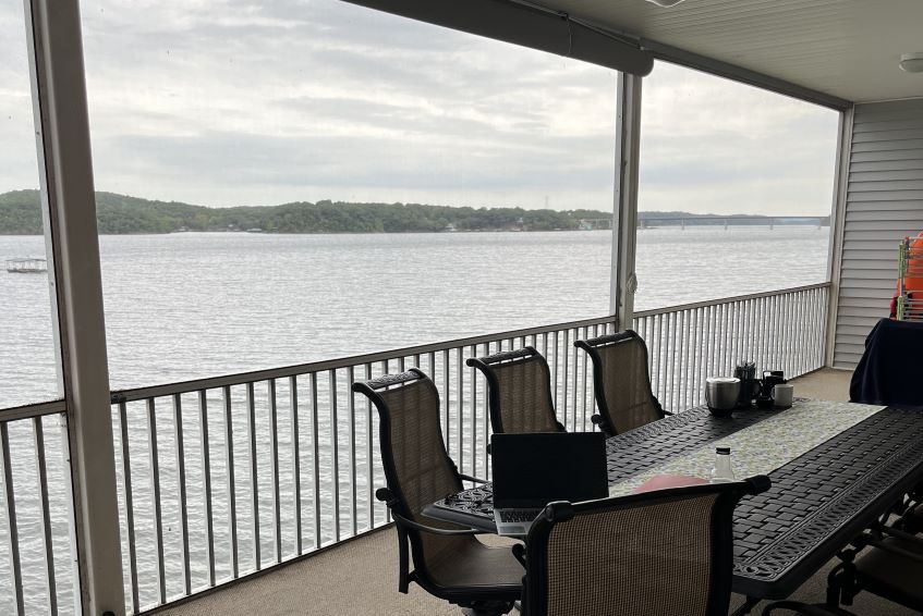 Thompson Price kitchen remodel in Camdenton, MO view from balcony looking at Lake Ozark