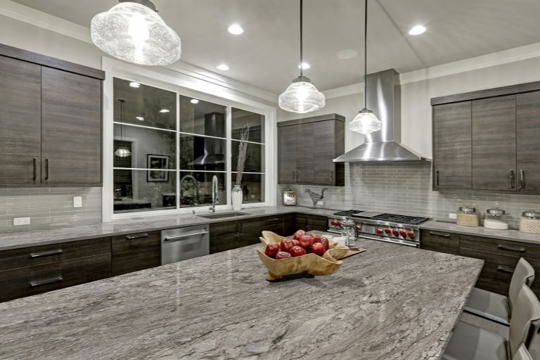 Thompson Price granite kitchen countertops in Azul Celeste