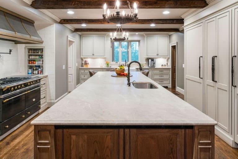 Thompson Price quartzite kitchen countertops in Allure