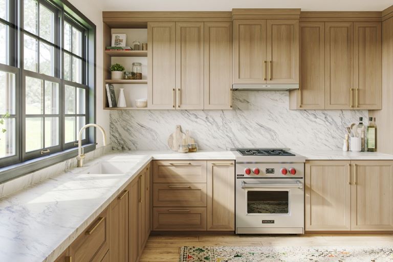 Thompson Price laminate kitchen countertops in Calcutta Marble