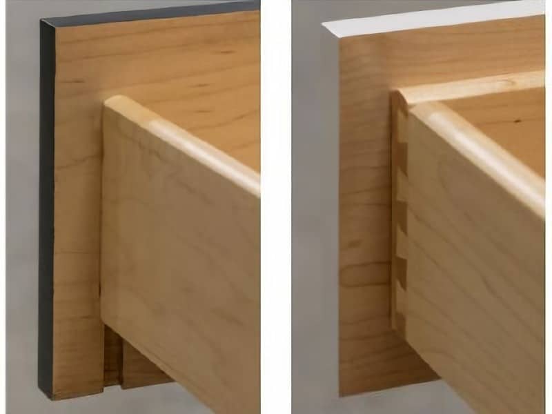 Custom cabinet drawer construction showing your choice of French or English dovetail construction