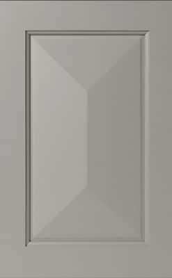 Custom bevel cabinet door with raised panel in painted gray