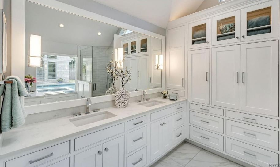 Custom white painted cabinets in full-inset overlay