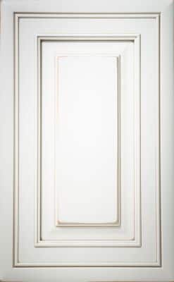 Harmony raised cabinet door with 3" stiles and rails in painted white