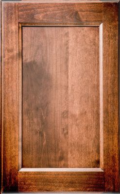 Traditional square recessed cabinet door in medium stain