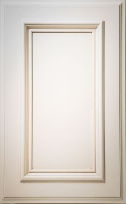 Victorian recessed cabinet door with applied moulding in painted white finish