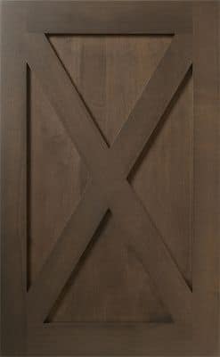 Custom X cabinet door in dark stain