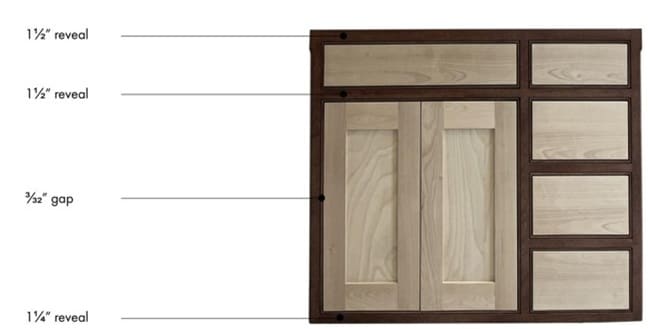 Full inset cabinet overlay detail drawing