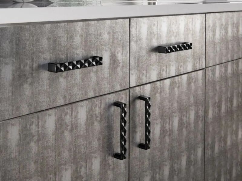 Modern kitchen cabinet hardware pulls with texture in black finish